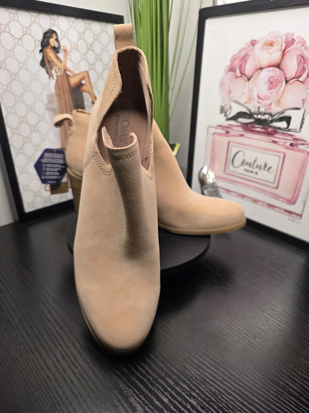 Toms Blush Suede Wedge Bootie